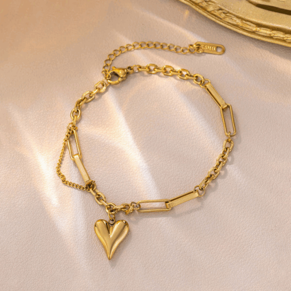 best Gold-Plated Anti Tarnish Heart Themed Charm Bracelet