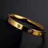 Stainless Steel Contemporary Gold Plated Love AD Anti-Tarnish Bracelet For Women - Image 4
